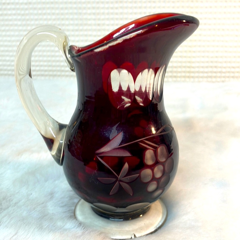 Bohemian Crystal ruby red pitcher